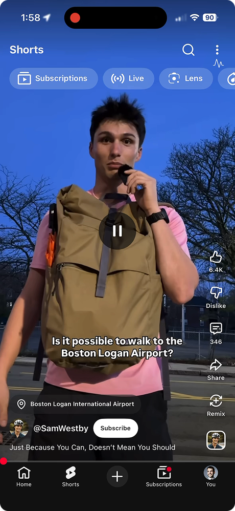 Google Lens on YouTube Shorts