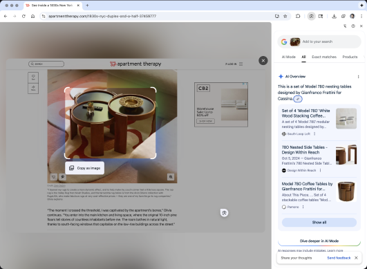 Shopping use case — desktop