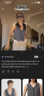YouTube Lens — swipe results